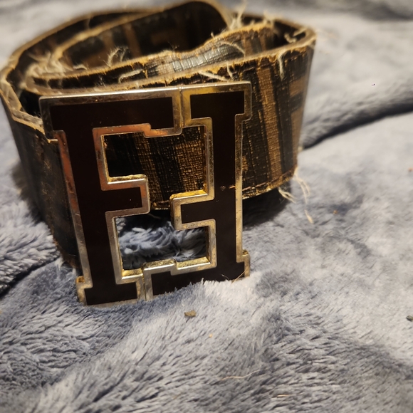 Fendi Black and Gold Monogram Belt